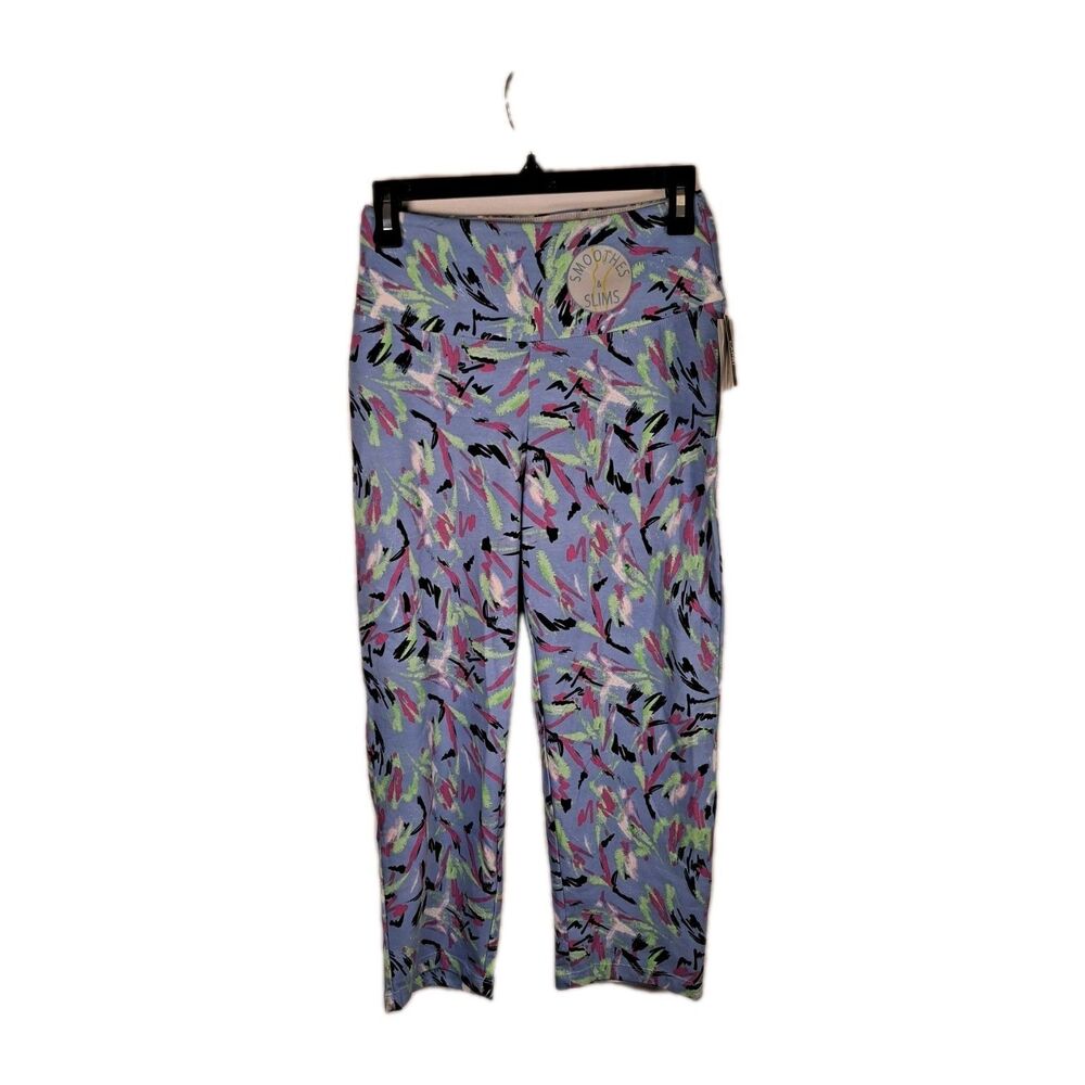 Slender Shapes Teezher Women’s Capri Leggings Size S Blue Paint Smoothes Shapes